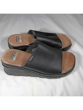 Prima Royale Leather 3 in. Wedge Heel Open toe Black Shoe Size 7M